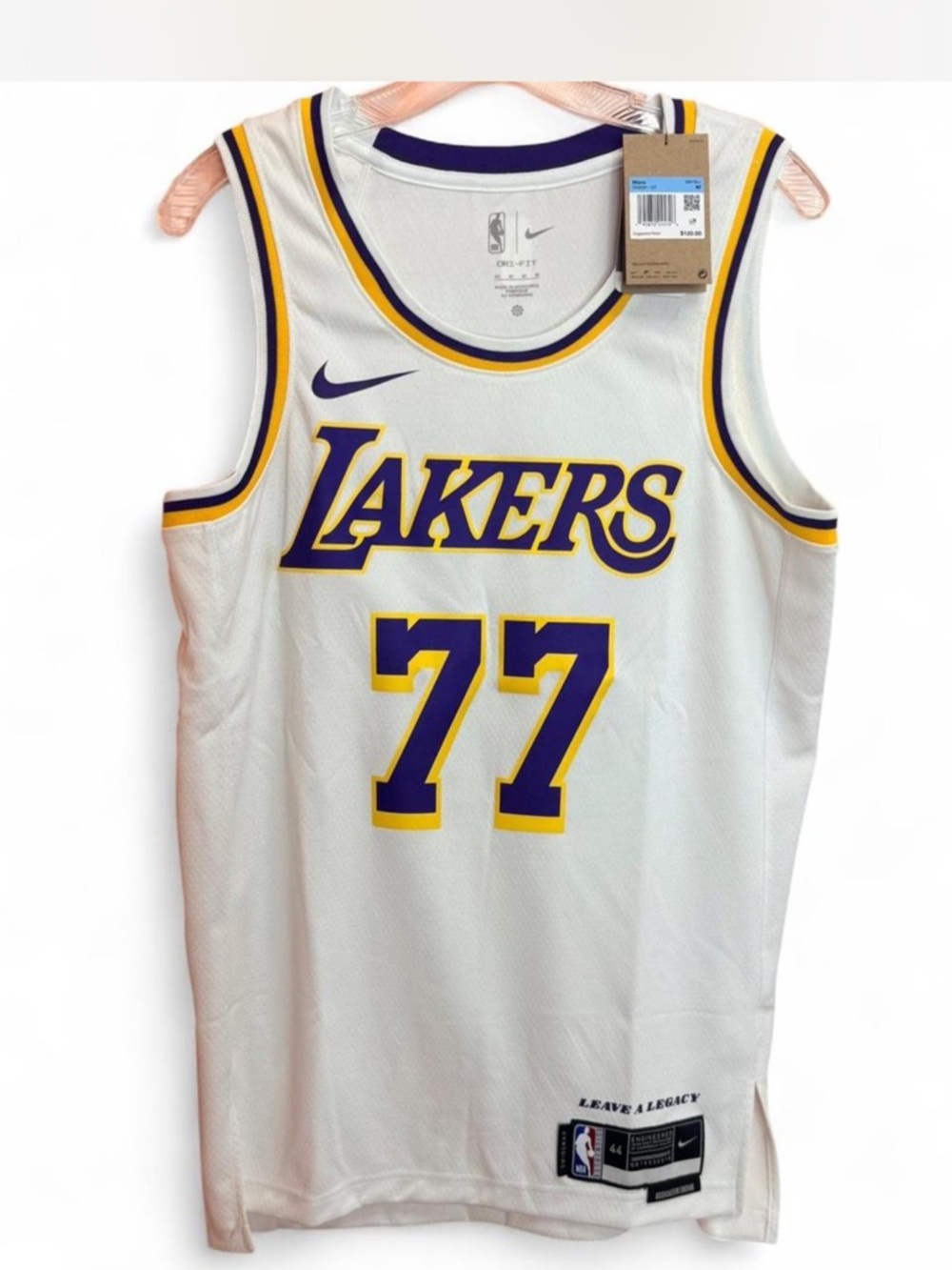 Nike White Los Angeles Lakers #77 Jersey with Purple & Gold Trim